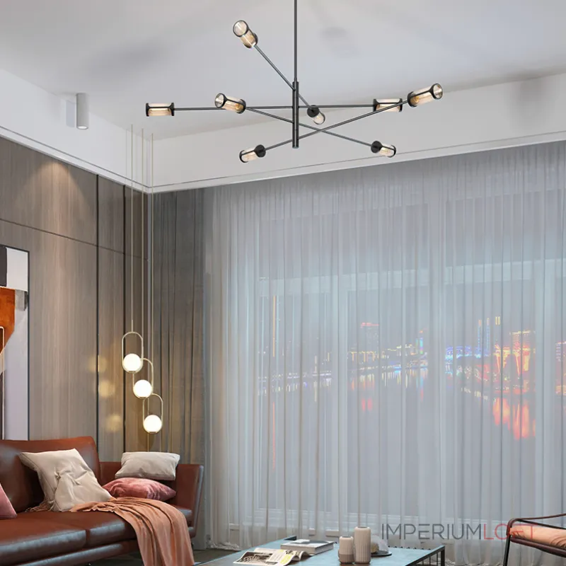 Дизайнерская люстра на штанге SKELBY H16 Black/Transparent