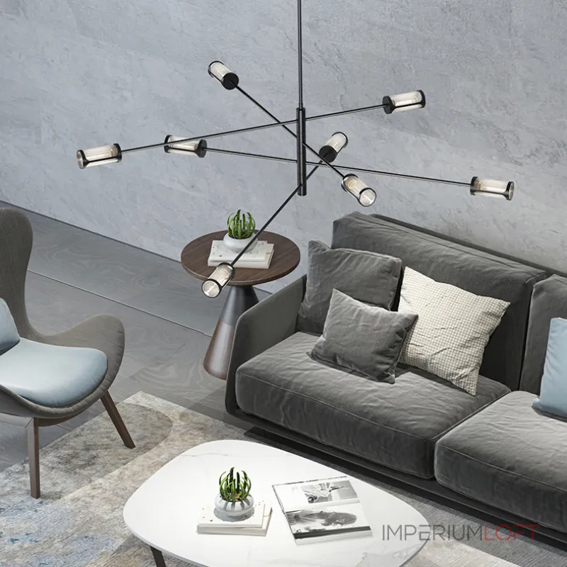 Дизайнерская люстра на штанге SKELBY H16 Black/Transparent