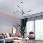 Дизайнерская люстра на штанге SKELBY H16 Black/Transparent