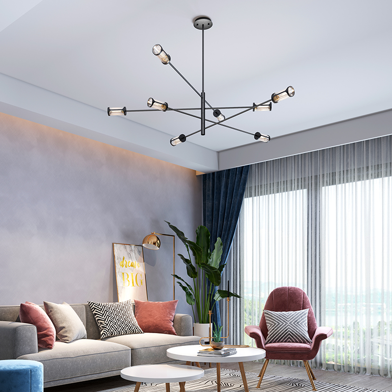 Дизайнерская люстра на штанге SKELBY H16 Black/Transparent