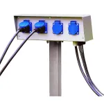 ENERGY-PACK блок подключения на 4 розетки 230B/16A, IP54, шток в грунт 50 см, серебристый от ImperiumLoft