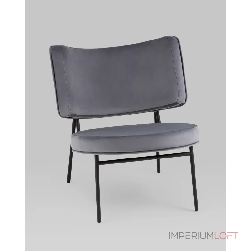 Кресло District Lounge велюр серый Stool Group УТ000039114 от ImperiumLoft
