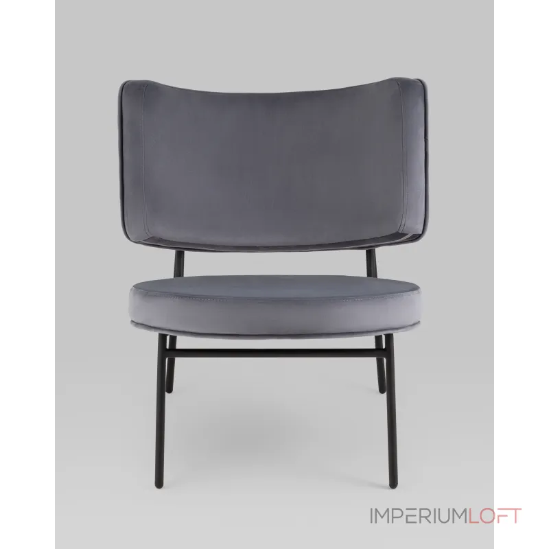 Кресло District Lounge велюр серый Stool Group УТ000039114 от ImperiumLoft