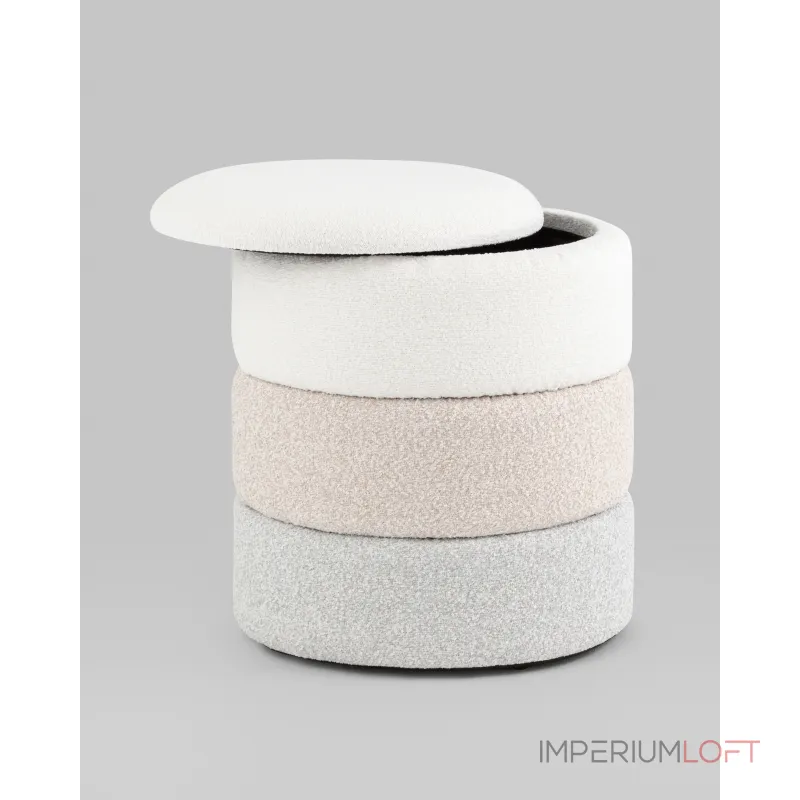 Пуф с ящиком Hive S букле бежевый Stool Group УТ000038717 от ImperiumLoft