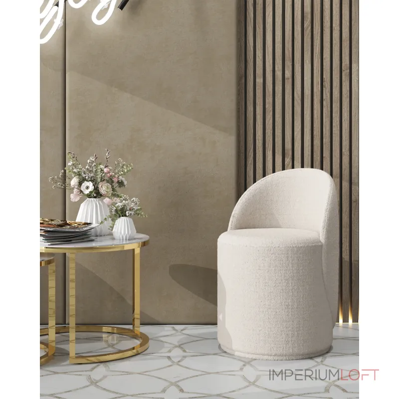 Пуф Loreen вращающийся букле белый Stool Group УТ000039104 от ImperiumLoft