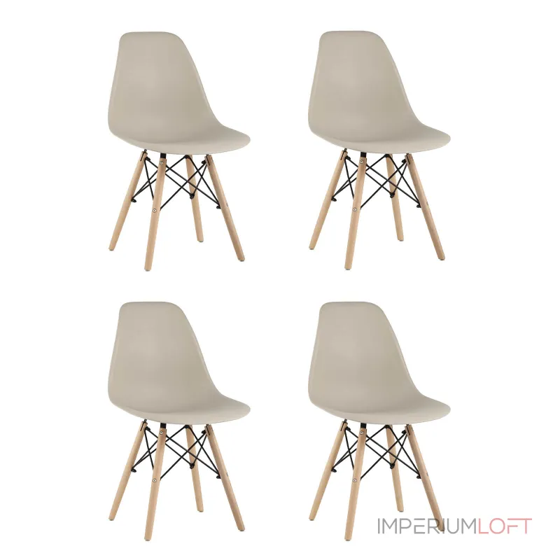 Стул Eames Style DSW бежевый x4 (разборный каркас) Stool Group УТ000037158 от ImperiumLoft