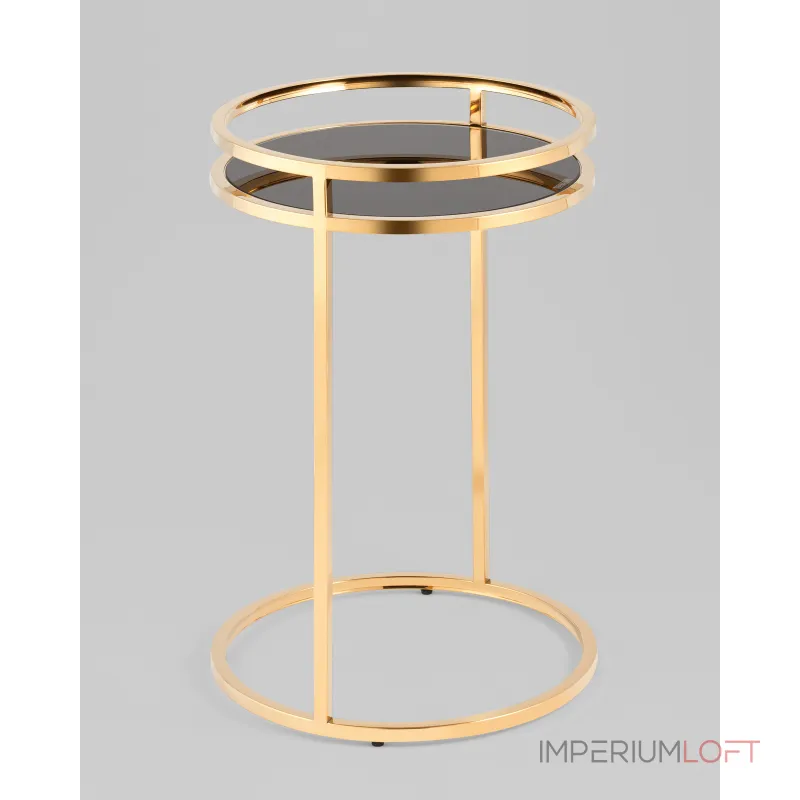 Журнальный столик Гестия 41*60см стекло черное сталь золото Stool Group УТ000039402 от ImperiumLoft