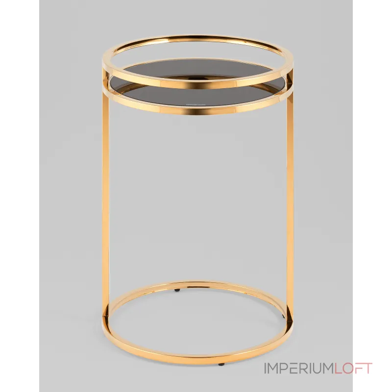 Журнальный столик Гестия 41*60см стекло черное сталь золото Stool Group УТ000039402 от ImperiumLoft