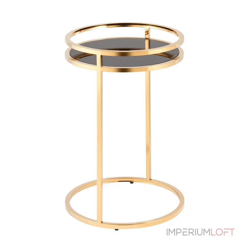 Журнальный столик Гестия 41*60см стекло черное сталь золото Stool Group УТ000039402 от ImperiumLoft