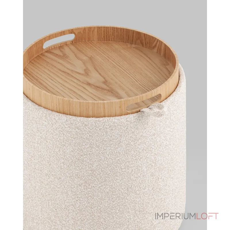 Пуф-столик с ящиком Хюгге XS букле бежевый Stool Group УТ000038726 от ImperiumLoft