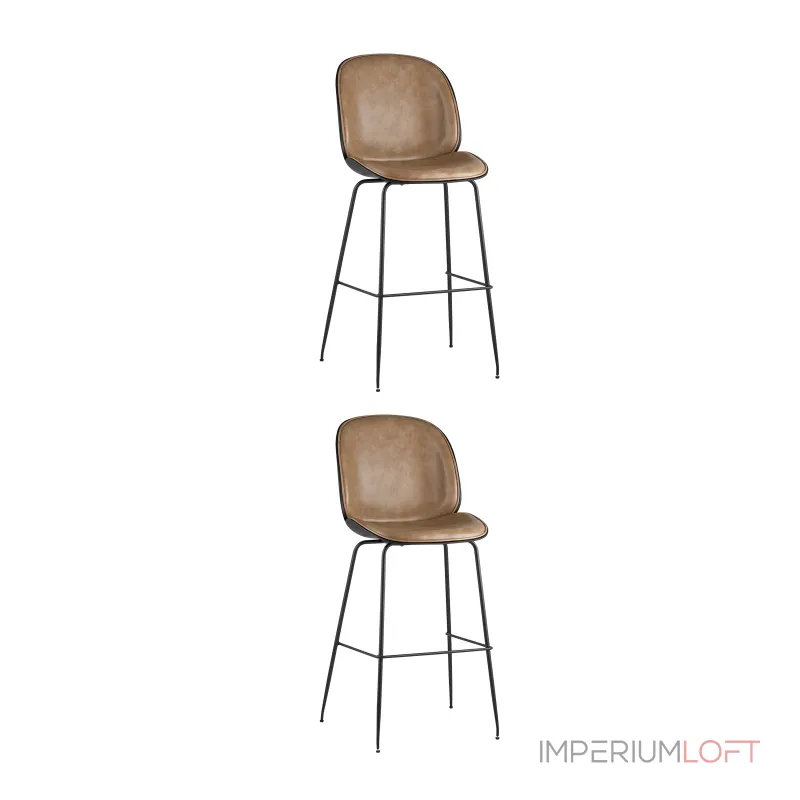 Стул барный Beetle PU со спинкой бежевый 2 шт Stool Group УТ000038315 от ImperiumLoft