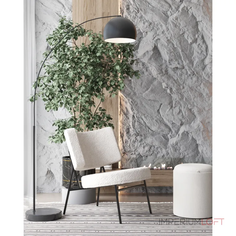 Кресло District Lounge букле белый Stool Group УТ000039109 от ImperiumLoft