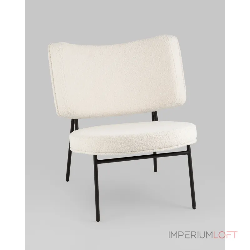 Кресло District Lounge букле белый Stool Group УТ000039109 от ImperiumLoft