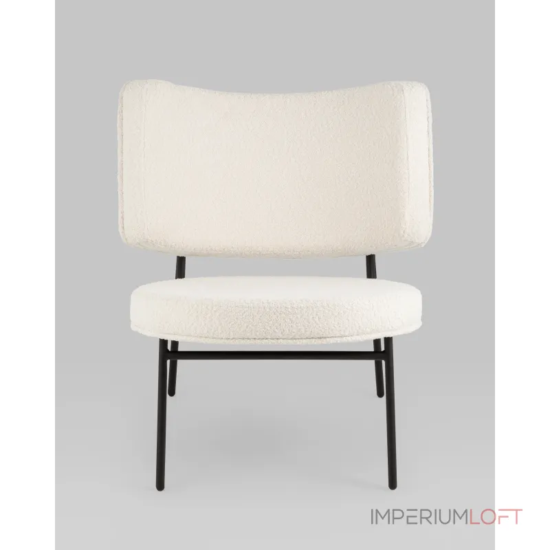 Кресло District Lounge букле белый Stool Group УТ000039109 от ImperiumLoft