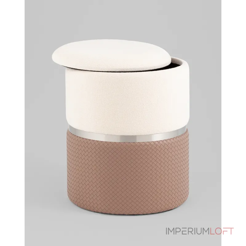 Пуф Кэрри с ящиком серебро шенилл светло-коричневый Stool Group УТ000039381 от ImperiumLoft