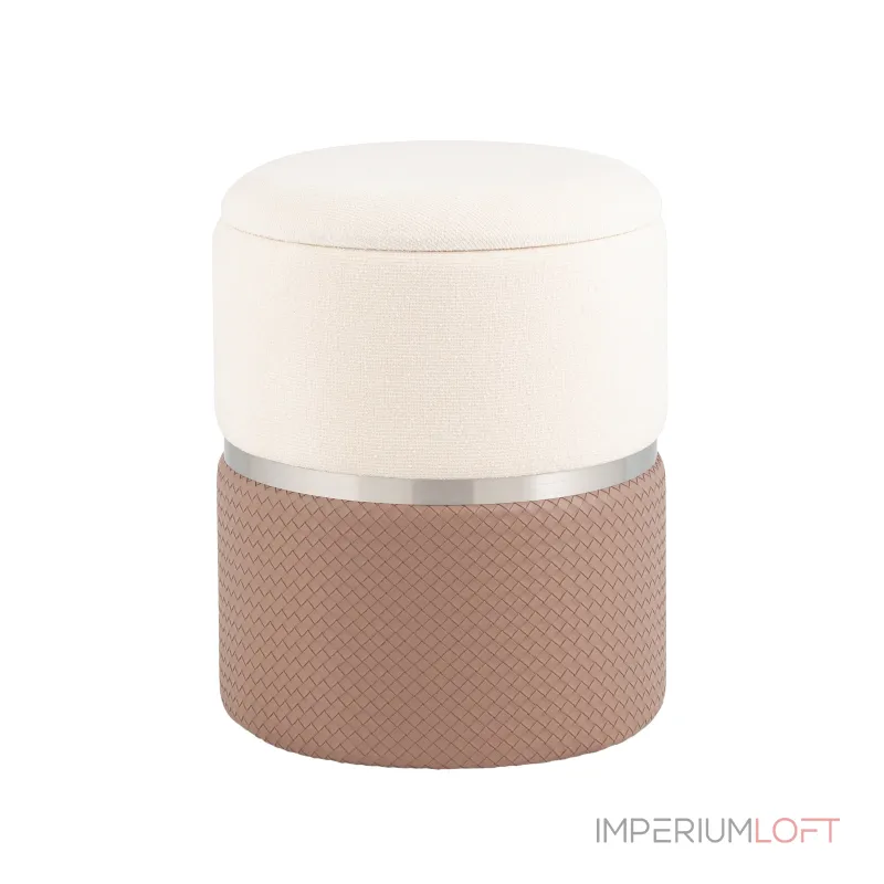 Пуф Кэрри с ящиком серебро шенилл светло-коричневый Stool Group УТ000039381 от ImperiumLoft