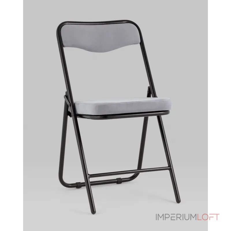 Складной стул Джонни велюр серый каркас черный матовый Stool Group УТ000038735 от ImperiumLoft