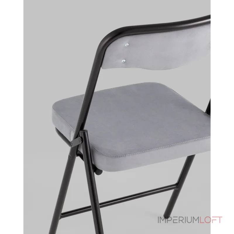 Складной стул Джонни велюр серый каркас черный матовый Stool Group УТ000038735 от ImperiumLoft
