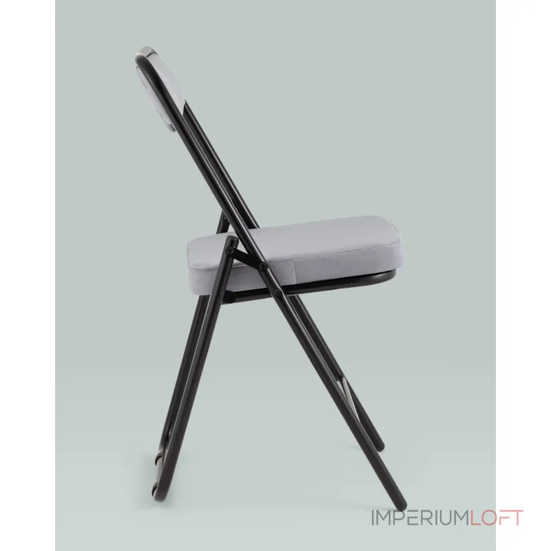 Складной стул Джонни велюр серый каркас черный матовый Stool Group УТ000038735 от ImperiumLoft