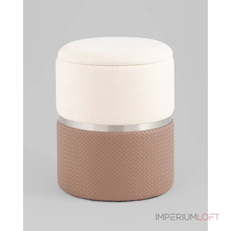 Пуф Кэрри с ящиком серебро шенилл светло-коричневый Stool Group УТ000039381 от ImperiumLoft