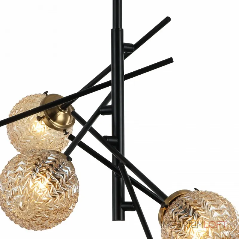 Люстра на штанге Stilfort Sinus 2140/06/06P Цвет плафонов кремовый Цвет арматуры черный от ImperiumLoft