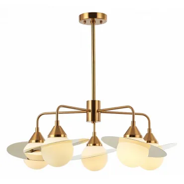 Люстра на штанге Stilfort Saturn 2125/03/05P Цвет плафонов белый Цвет арматуры золото Люстра на штанге Stilfort Saturn 2125/03/05P Цвет плафонов белый Цвет арматуры золото