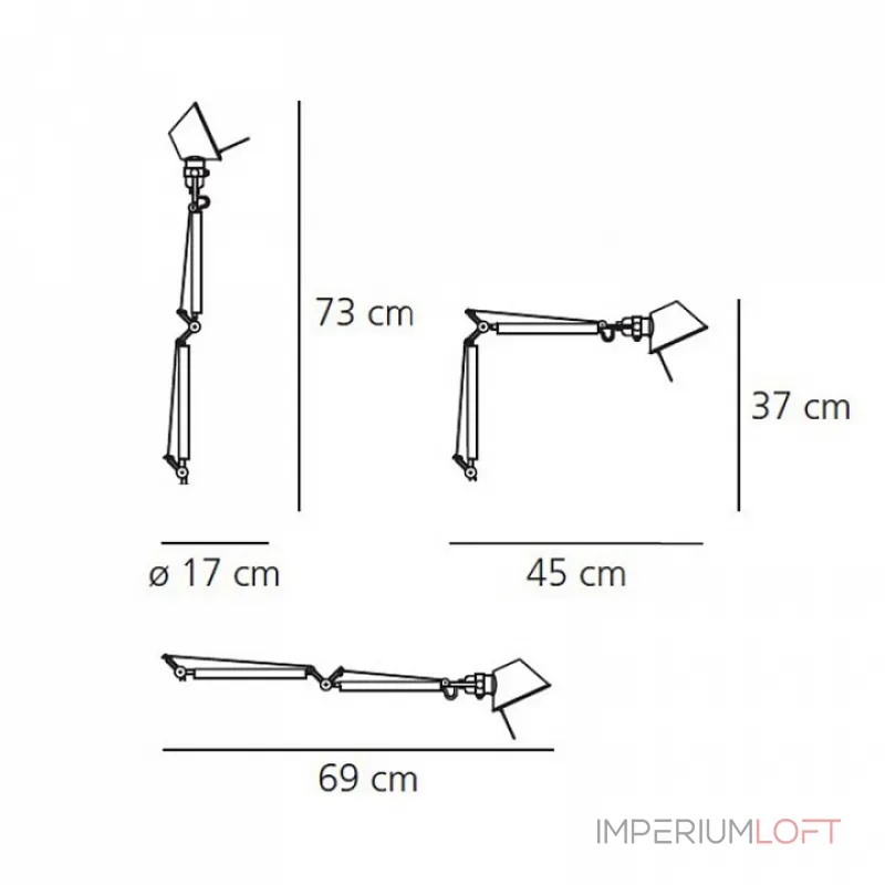 Основание для настольной лампы Artemide Tolomeo Micro E14 60Вт K A010900 от ImperiumLoft