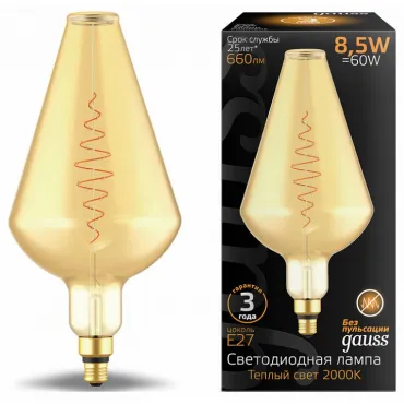 Лампа светодиодная Gauss Oversize E27 8.5Вт 2000K 180802105 Цвет арматуры белый Цвет плафонов белый Лампа светодиодная Gauss Oversize E27 8.5Вт 2000K 180802105 Цвет арматуры белый Цвет плафонов белый