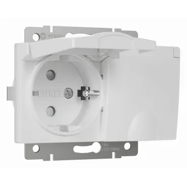 Розетка двойная влагозащищенная с заземлением и шторками с крышкой Werkel белые W1172201 Розетка двойная влагозащищенная с заземлением и шторками с крышкой Werkel белые W1172201