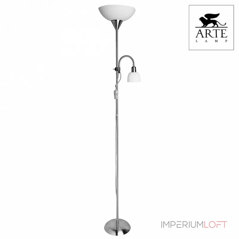 Торшер с подсветкой Arte Lamp Duetto A9569PN-2SS Цвет арматуры серебро Цвет плафонов белый от ImperiumLoft Торшер с подсветкой Arte Lamp Duetto A9569PN-2SS Цвет арматуры серебро Цвет плафонов белый от ImperiumLoft