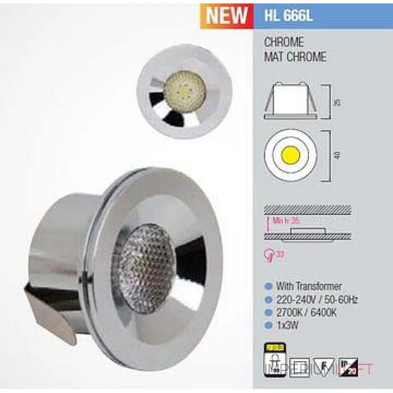 Встраиваемый светильник Horoz Electric Miranda HRZ00002405 Цвет арматуры никель Цвет плафонов никель от ImperiumLoft