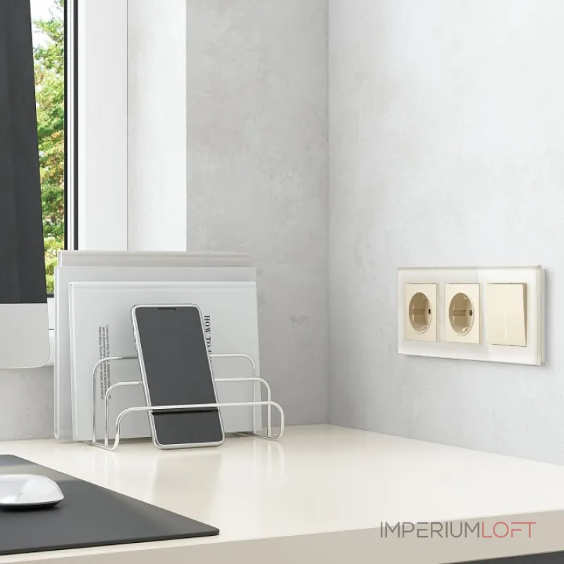 Выключатель одноклавишный с подсветкой без рамки Werkel Айвори матовые W1110162 от ImperiumLoft Выключатель одноклавишный с подсветкой без рамки Werkel Айвори матовые W1110162 от ImperiumLoft