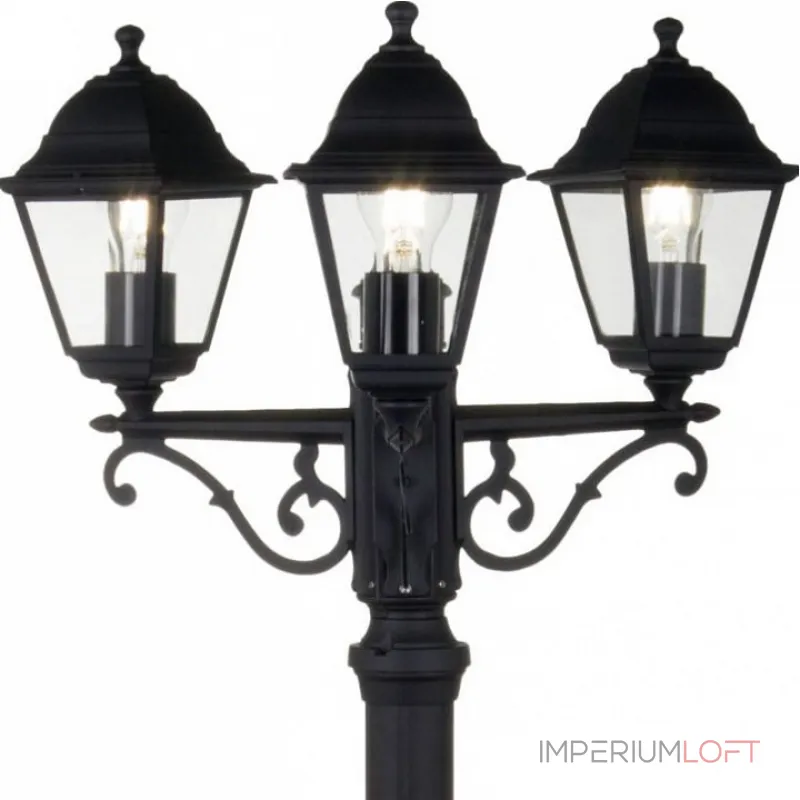 Фонарный столб Maytoni Abbey Road O003FL-03B Цвет арматуры черный Цвет плафонов прозрачный от ImperiumLoft