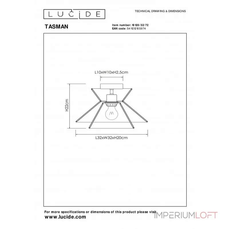 Потолочный светильник Lucide Tasman 10120/32/72