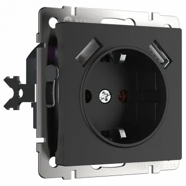 Розетка с заземлением, шторками и 2хUSB, без рамки Werkel W117 7 W1171508 Розетка с заземлением, шторками и 2хUSB, без рамки Werkel W117 7 W1171508