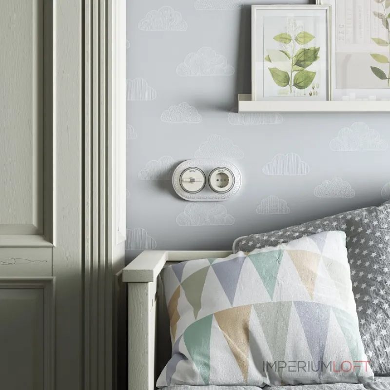 Выключатель двухклавишный с корпусом Werkel Vintage слоновая кость, хром W5822055 от ImperiumLoft