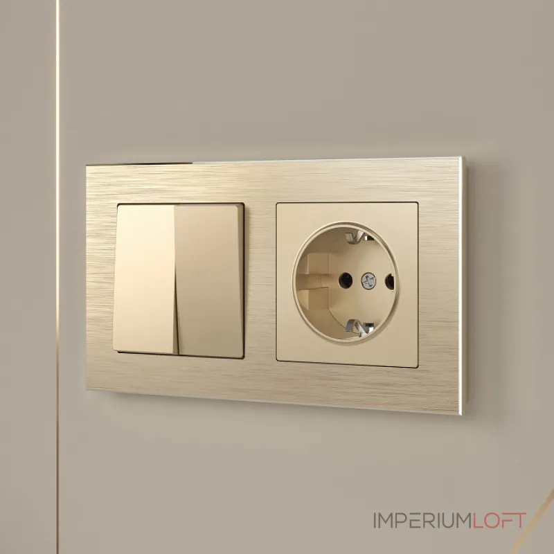 Выключатель проходной двухклавишный без рамки Werkel шампань W1122011 от ImperiumLoft Выключатель проходной двухклавишный без рамки Werkel шампань W1122011 от ImperiumLoft