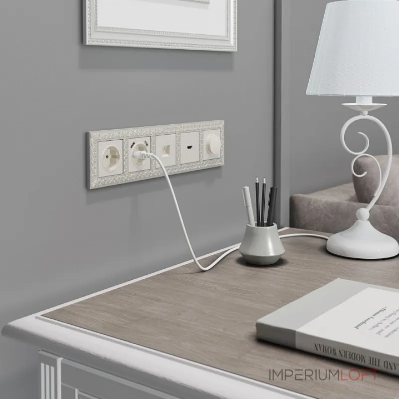 Розетка Ethernet RJ-45 без рамки Werkel перламутровый рифленый W1181013 от ImperiumLoft