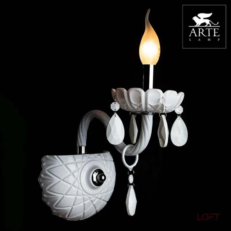 Бра Arte Lamp Teatro A3964AP-1WH Цвет арматуры хром Цвет плафонов белый от ImperiumLoft Бра Arte Lamp Teatro A3964AP-1WH Цвет арматуры хром Цвет плафонов белый от ImperiumLoft