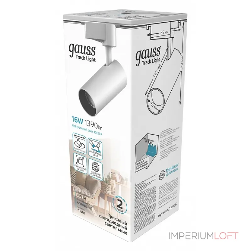 Светильник на штанге Gauss TR TR066 Цвет плафонов белый от ImperiumLoft