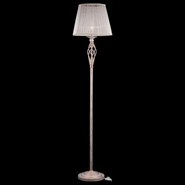 Напольный светильник с тканевым абажуром 01003/1 белый с золотом