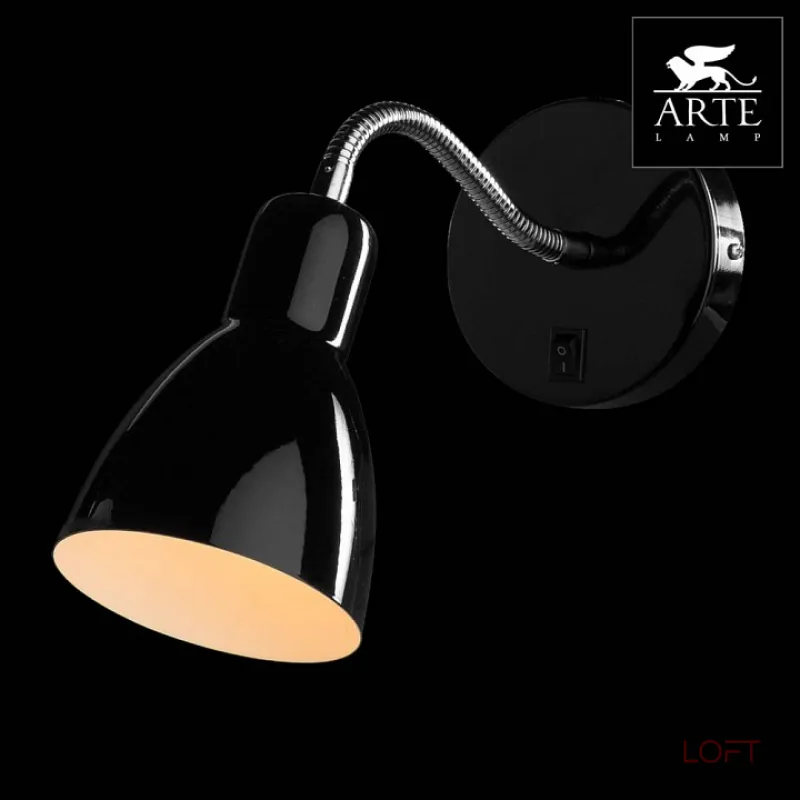 Бра Arte Lamp Dorm A1408AP-1BK Цвет арматуры хром Цвет плафонов черный от ImperiumLoft