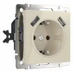 Розетка с заземлением, шторками и 2хUSB, без рамки Werkel слоновая кость W1171503 от ImperiumLoft