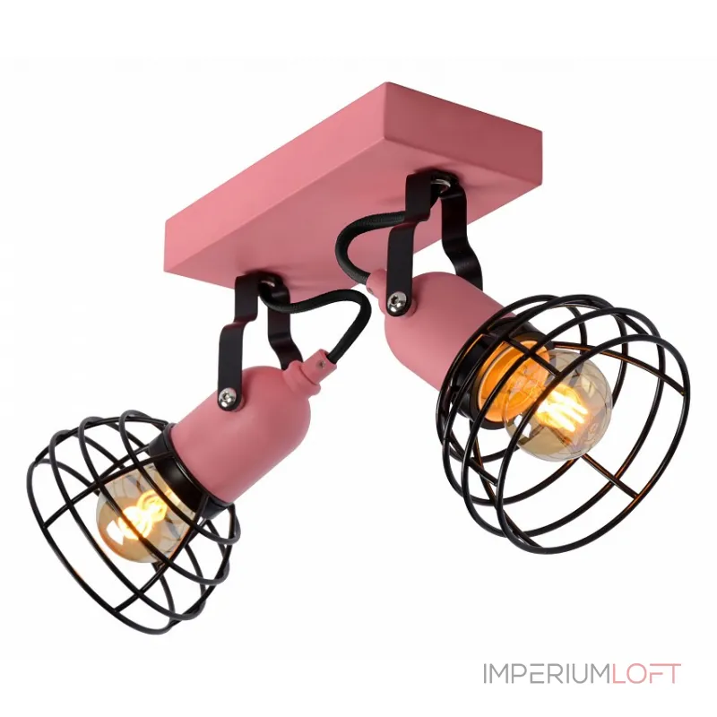Спот Lucide Paulien 08927/02/66 Цвет плафонов черный Цвет арматуры розовый от ImperiumLoft