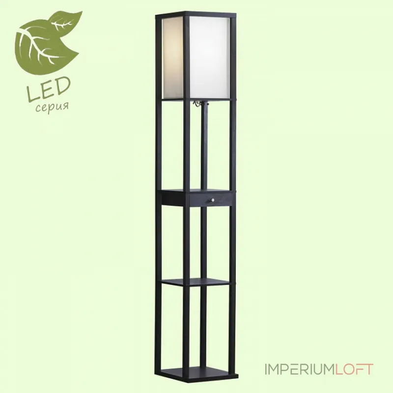 Торшер с полкой LGO Woodruff GRLSP-0333 Цвет плафонов кремовый Цвет арматуры черный от ImperiumLoft