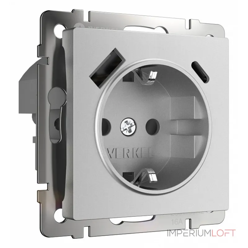 Розетка с заземлением, шторками и USB Werkel серебряный матовый W1171765 от ImperiumLoft Розетка с заземлением, шторками и USB Werkel серебряный матовый W1171765 от ImperiumLoft
