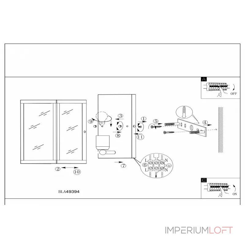Накладной светильник Eglo Charterhouse 49394 Цвет арматуры черный Цвет плафонов прозрачный от ImperiumLoft
