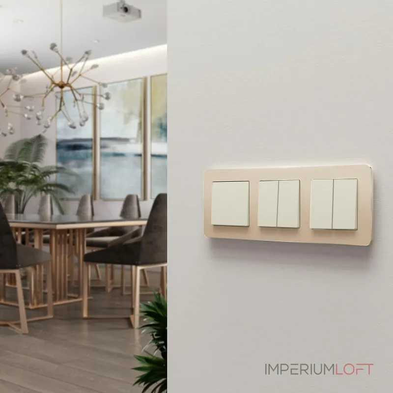 Выключатель двухклавишный без рамки Werkel Айвори матовые W1120062 от ImperiumLoft