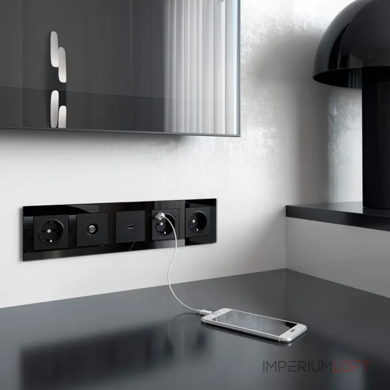 Розетка с заземлением, шторками и 2хUSB, без рамки Werkel W117 7 W1171508 от ImperiumLoft