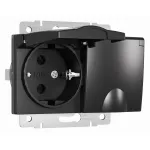 Розетка влагозащищенная с заземлением и шторками, без рамки с крышкой Werkel черные W1172208 от ImperiumLoft